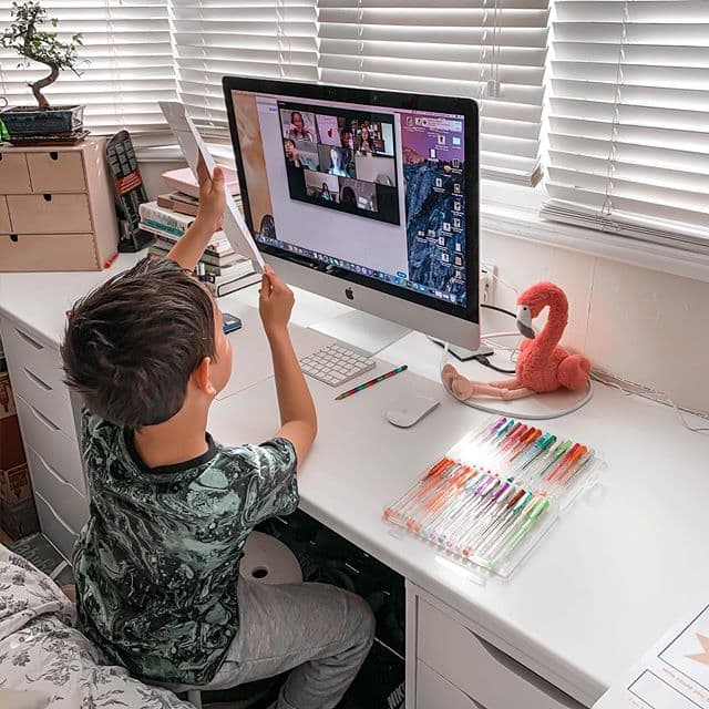 Child attending an online confidence building session.