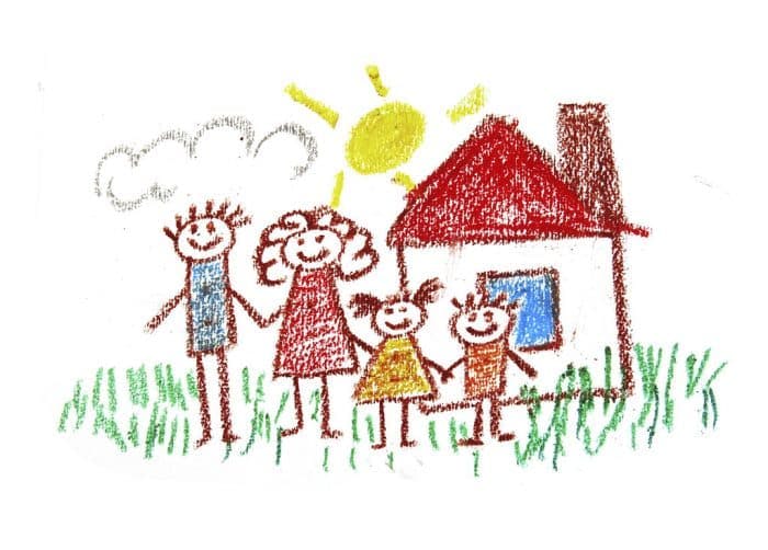 crayon drawn family